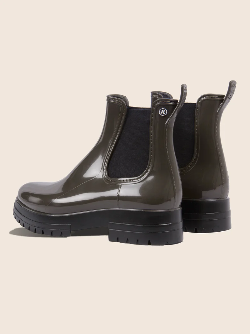 Bottines de pluie crantées kaki noir