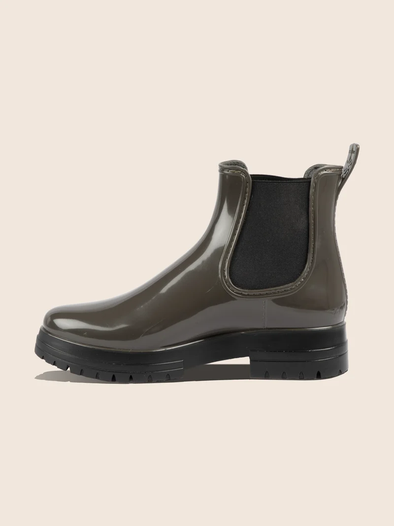 Bottines de pluie crantées kaki noir