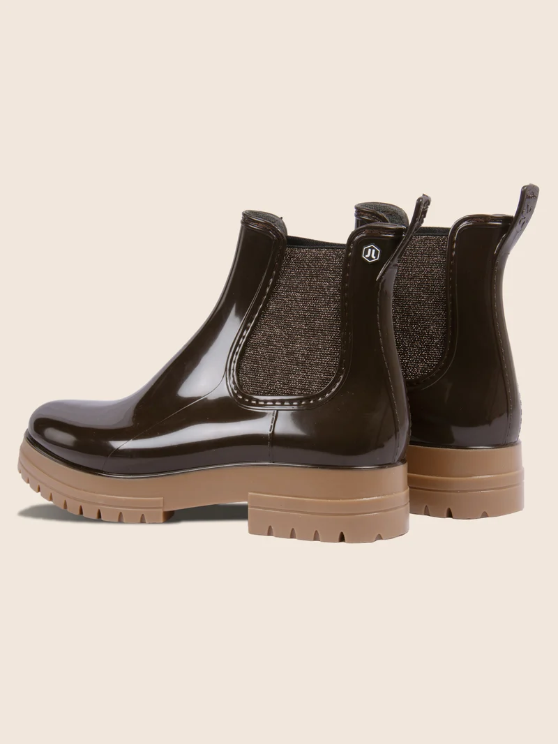 Bottines de pluie crantées marron beige