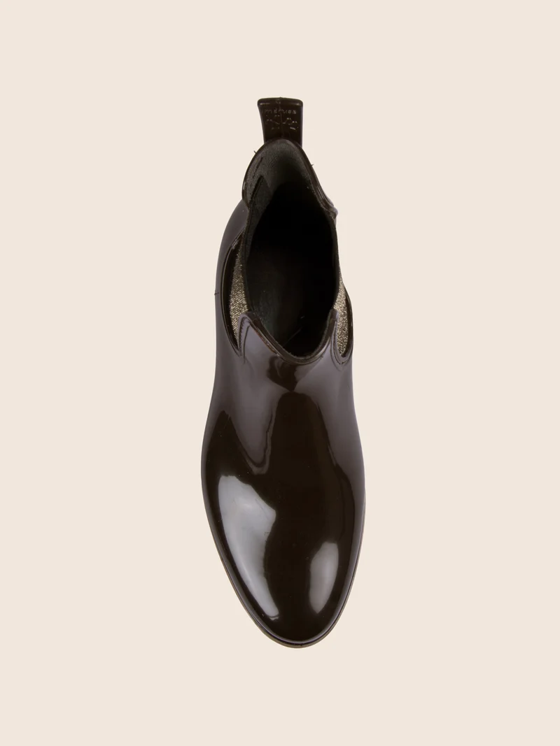 Bottines de pluie crantées marron beige