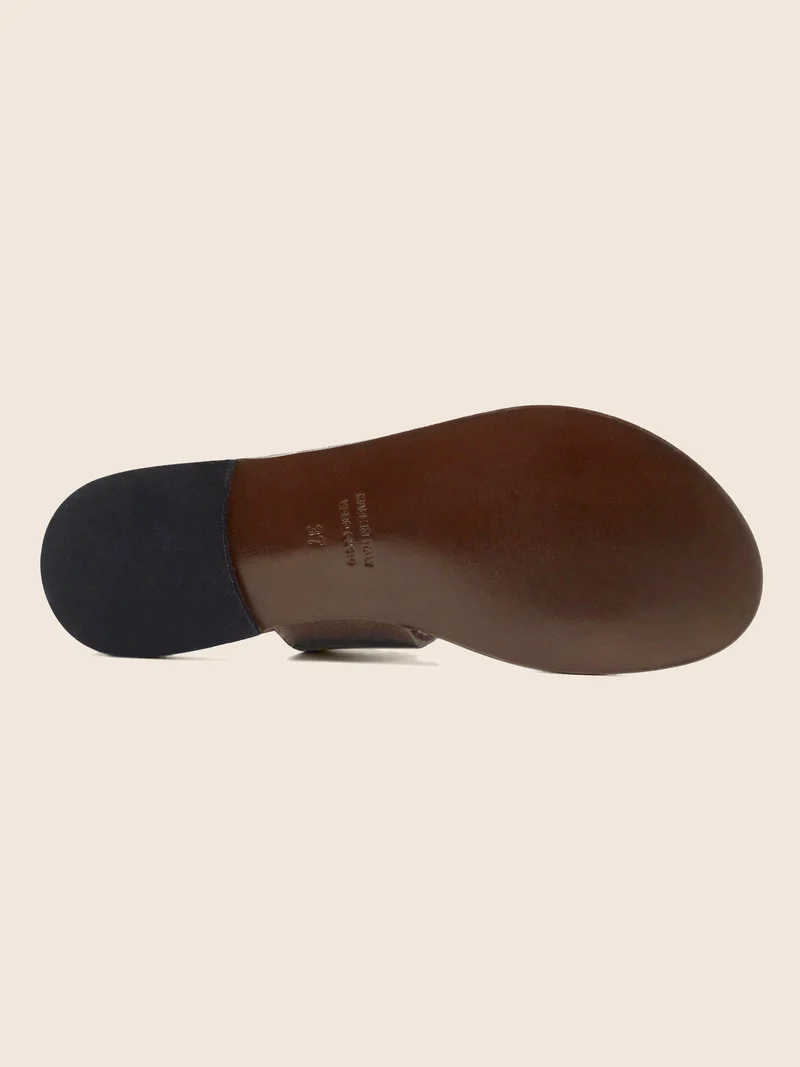 Sandales boucle cuir métallisé bronze