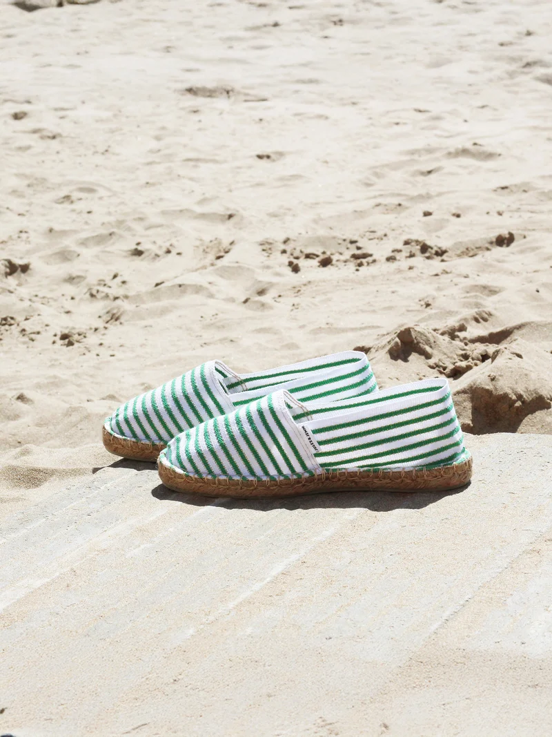 Espadrilles toile coton vert doré