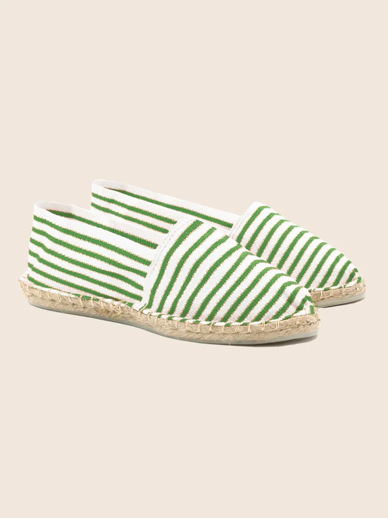 Espadrilles toile coton vert doré