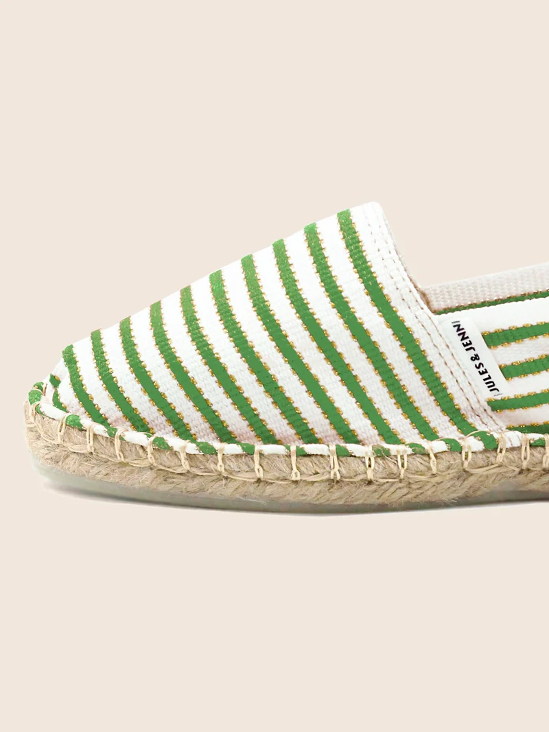 Espadrilles toile coton vert doré