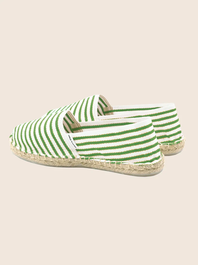 Espadrilles toile coton vert doré