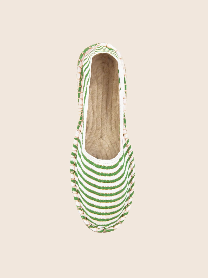 Espadrilles toile coton vert doré