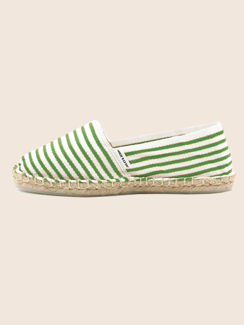 Espadrilles toile coton vert doré