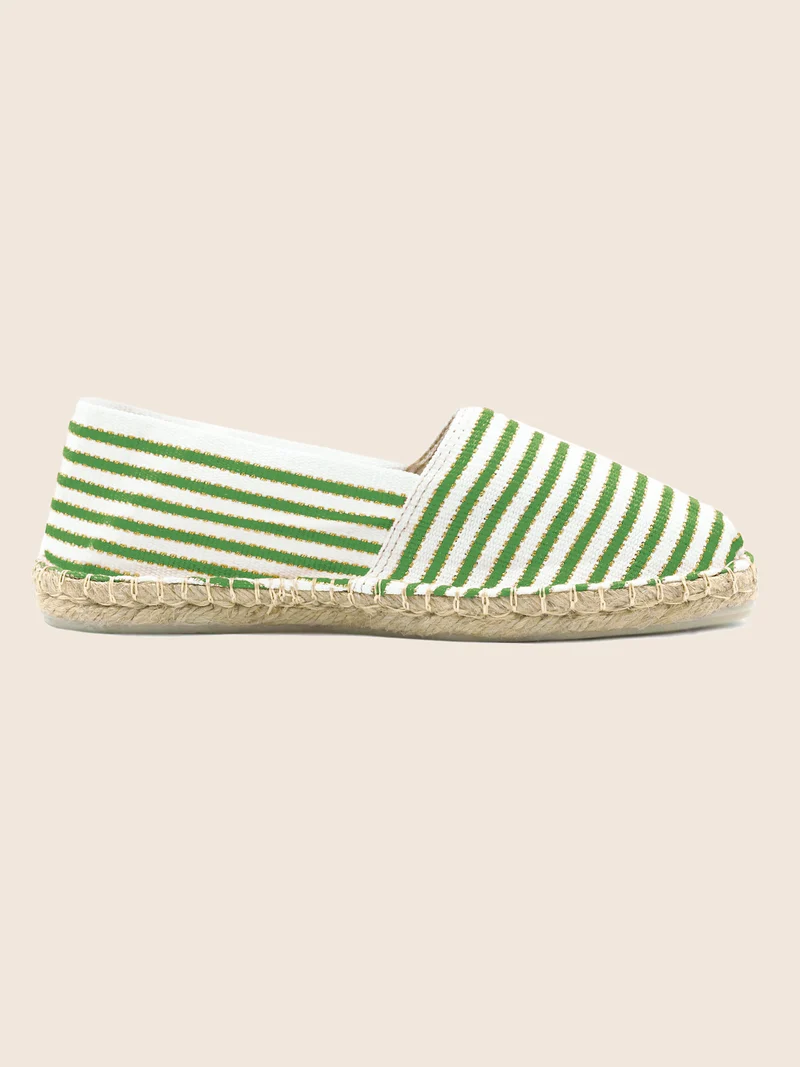 Espadrilles toile coton vert doré