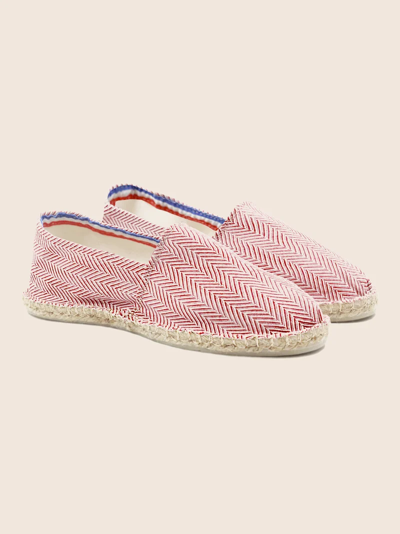 Espadrilles coton upcyclé blanc rouge