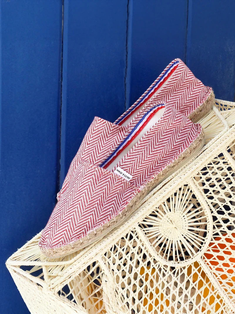 Espadrilles coton upcyclé blanc rouge