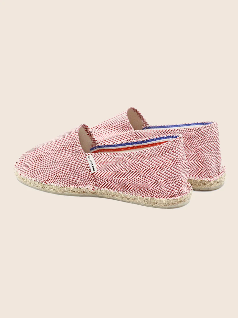 Espadrilles coton upcyclé blanc rouge