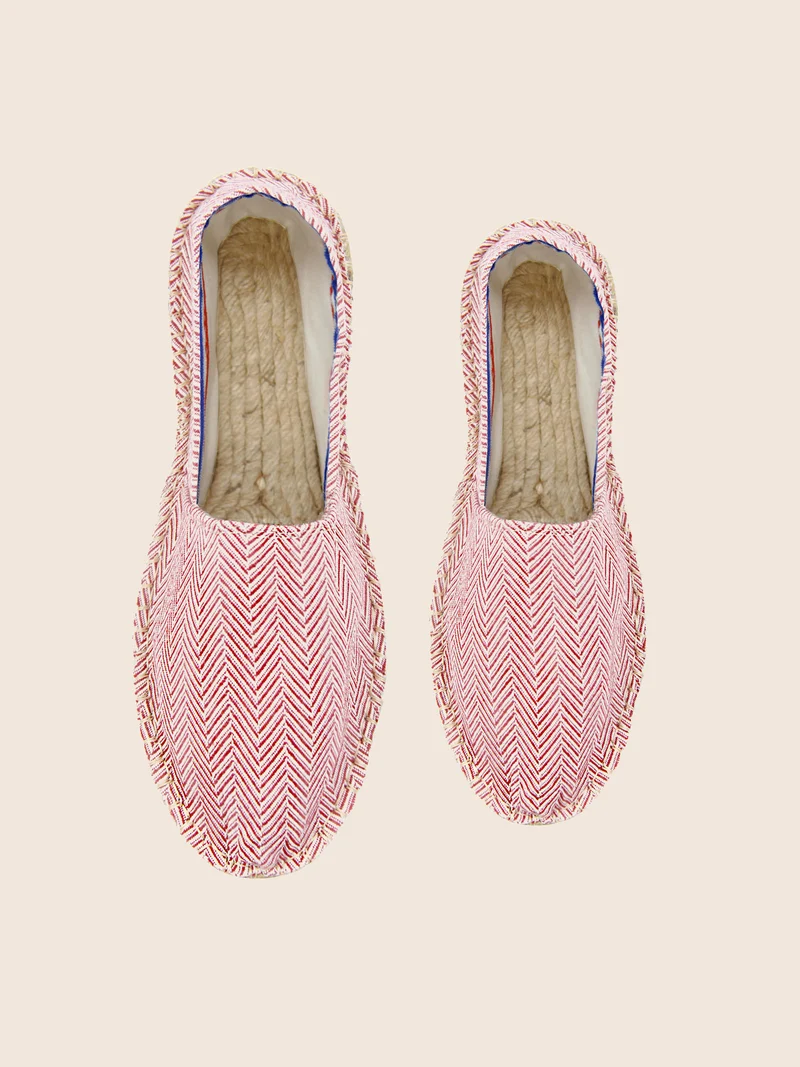 Espadrilles coton upcyclé blanc rouge