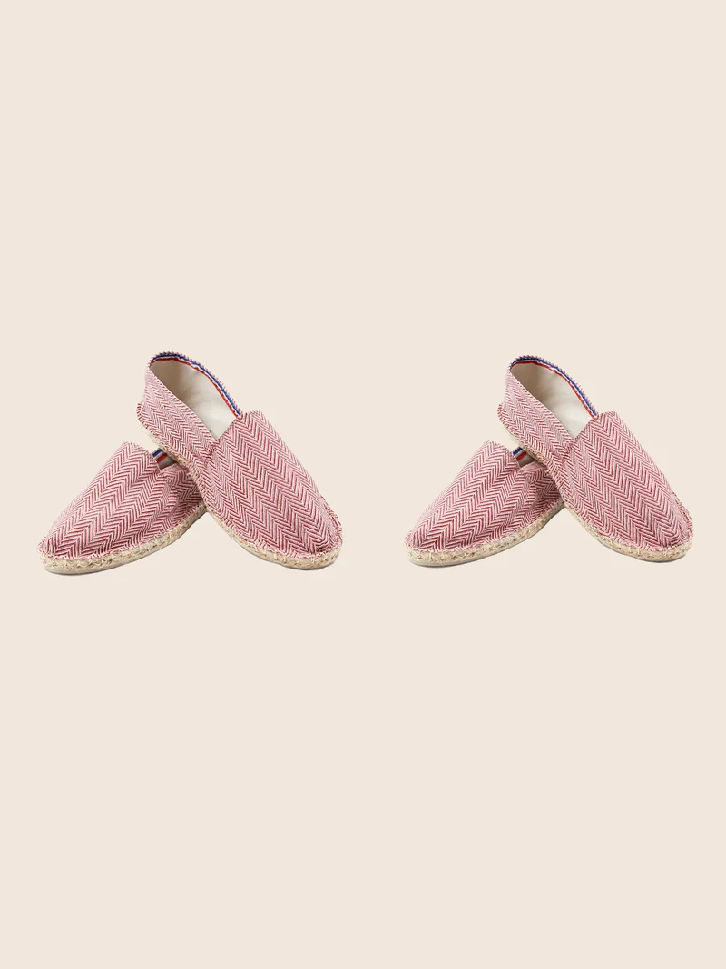 Espadrilles coton upcyclé blanc rouge