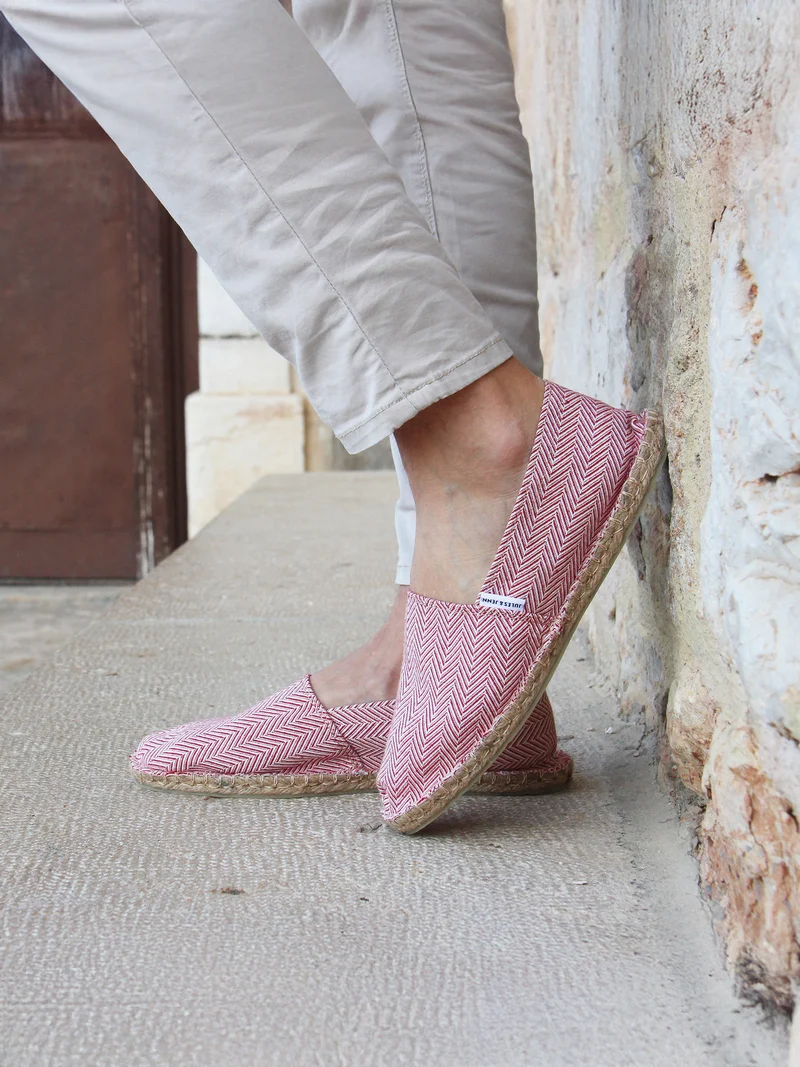 Espadrilles coton upcyclé blanc rouge