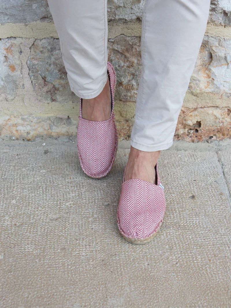 Espadrilles coton upcyclé blanc rouge