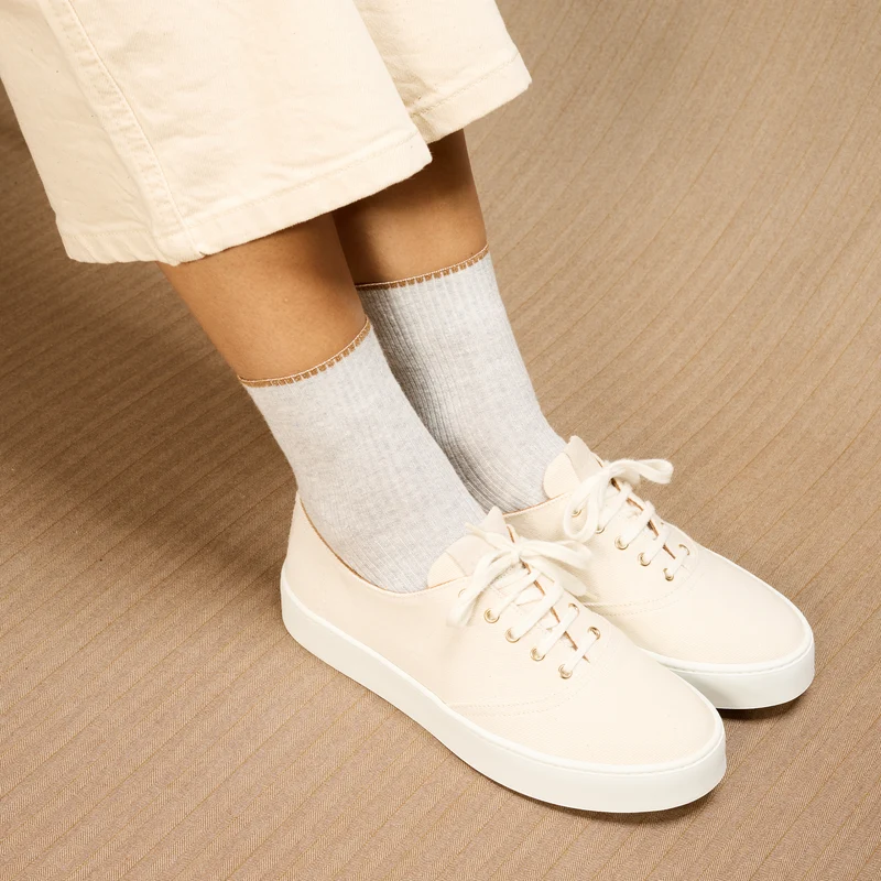 Socquettes | Gris clair - Lin & Coton