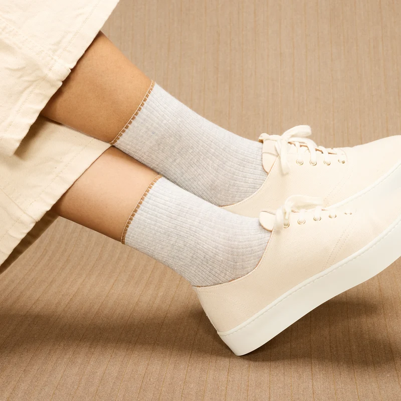 Socquettes | Gris clair - Lin & Coton
