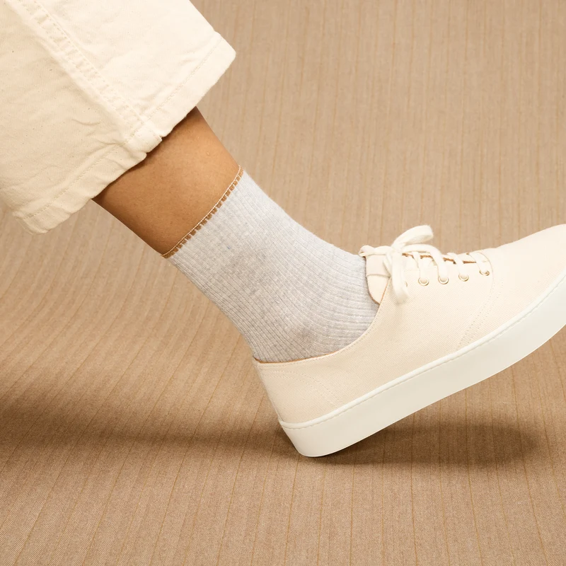 Socquettes | Gris clair - Lin & Coton