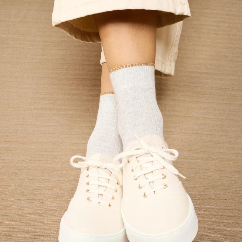 Socquettes | Gris clair - Lin & Coton