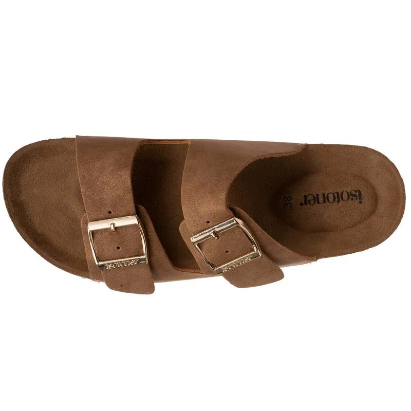 Mules sandales Femme double bride Camel