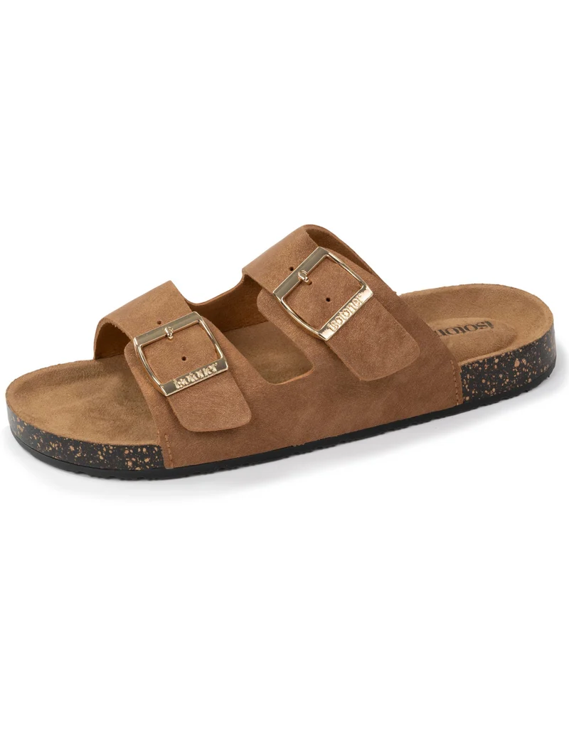 Mules sandales Femme double bride Camel