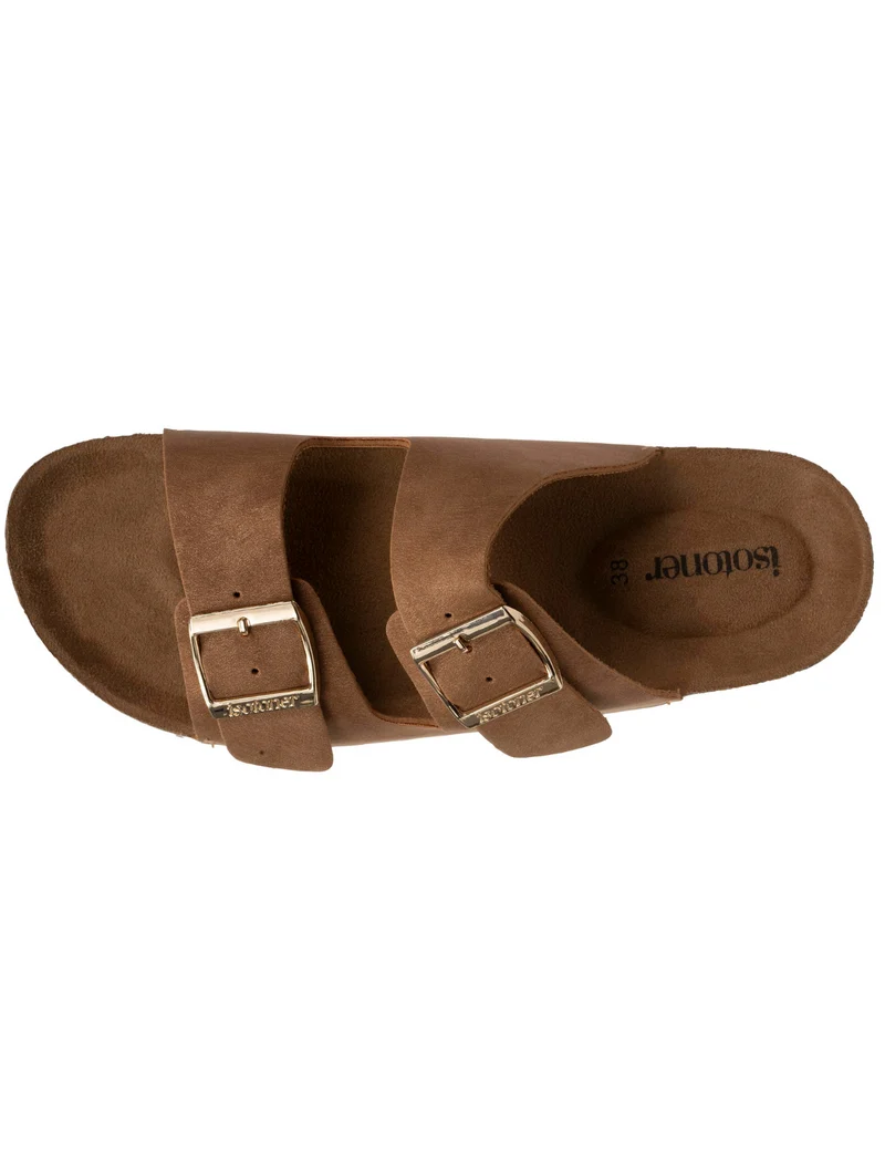 Mules sandales Femme double bride Camel