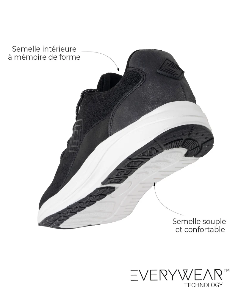 Baskets Femme Confort lacets Noir