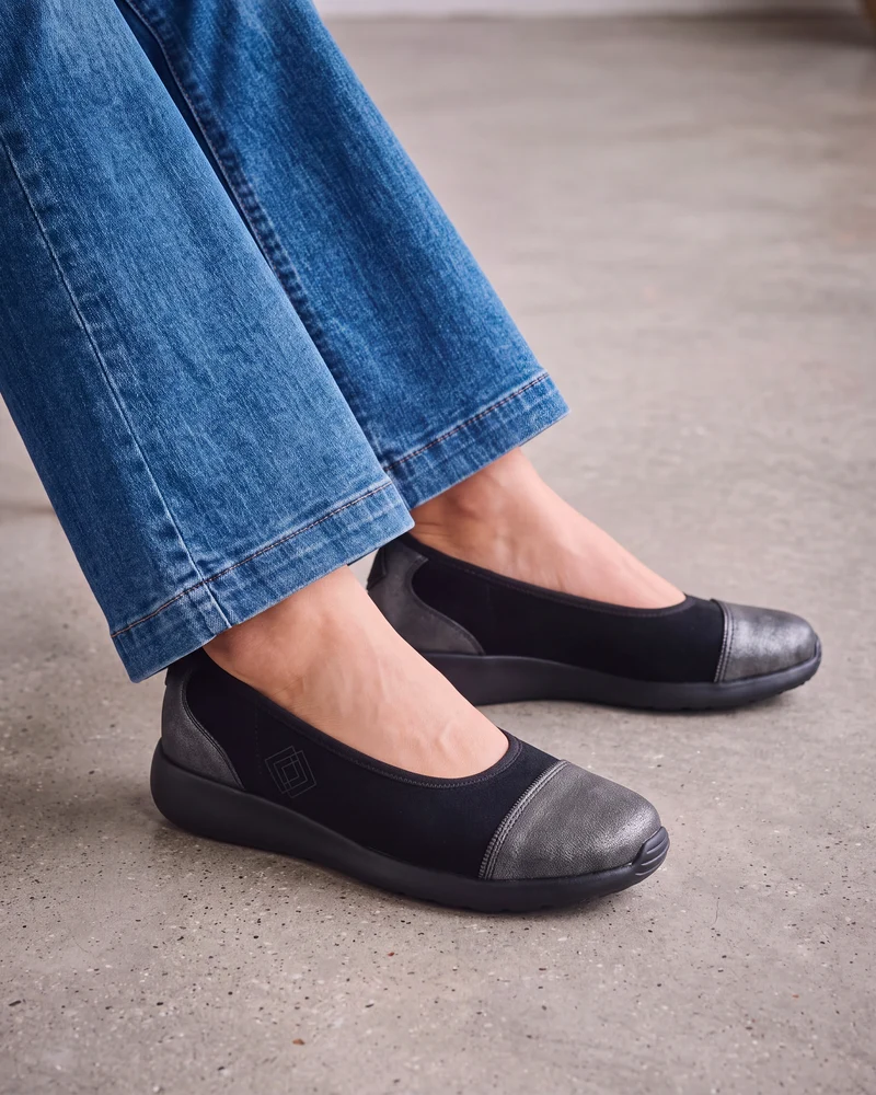 Ballerines Femme slip-on Noir/Gris