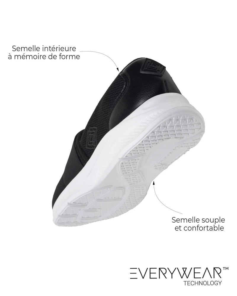 Baskets slippers Femme élastique Noir