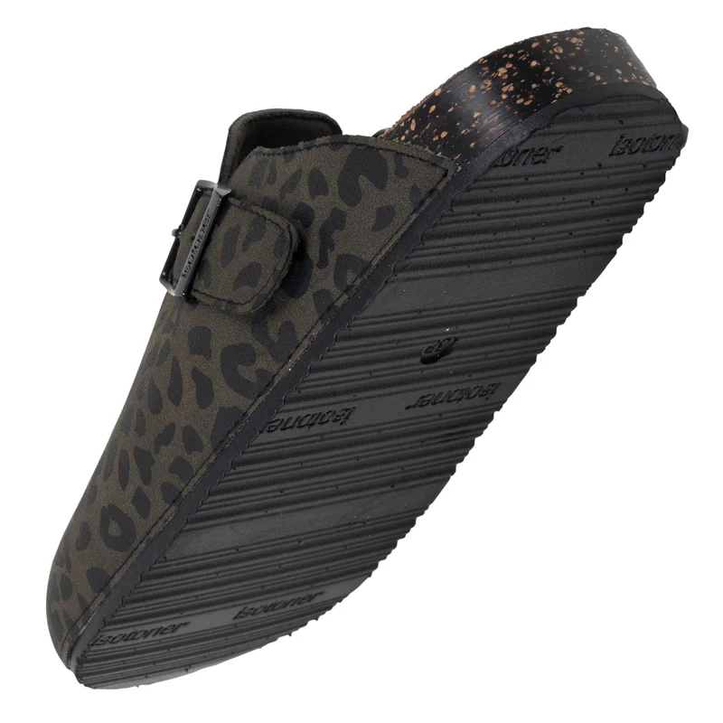Mules Sabots Femme Kaki Léopard