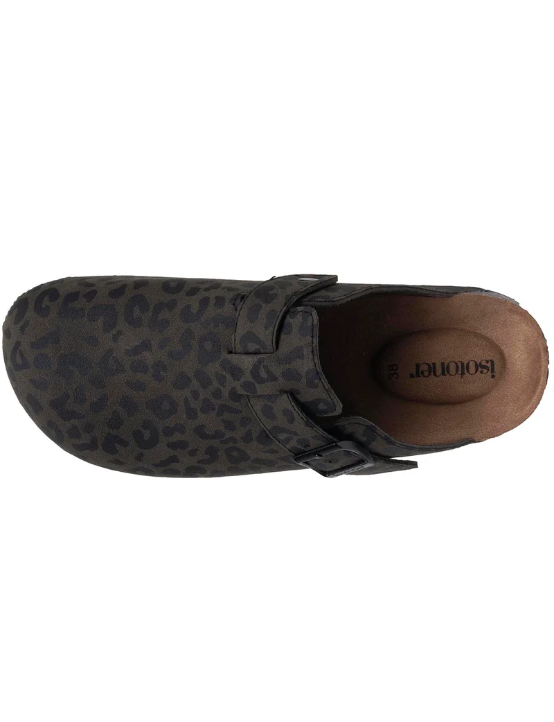 Mules Sabots Femme Kaki Léopard