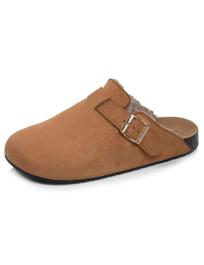 Mules Sabots Femme fourrés Camel