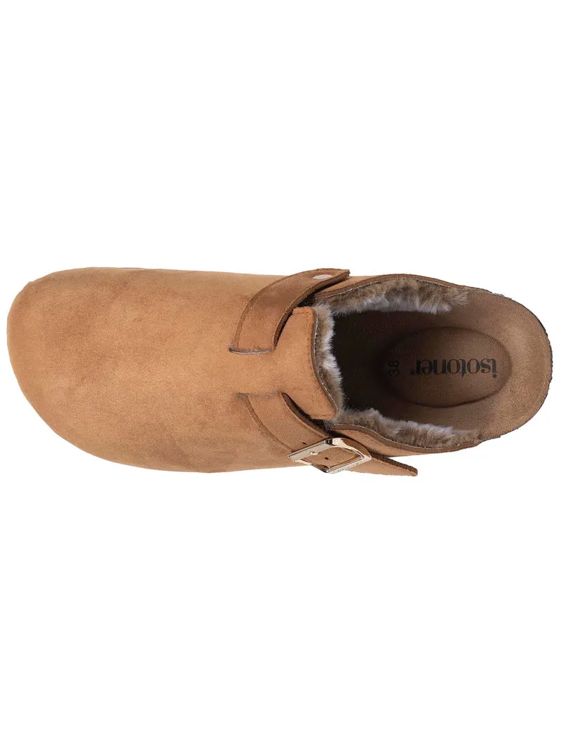 Mules Sabots Femme fourrés Camel