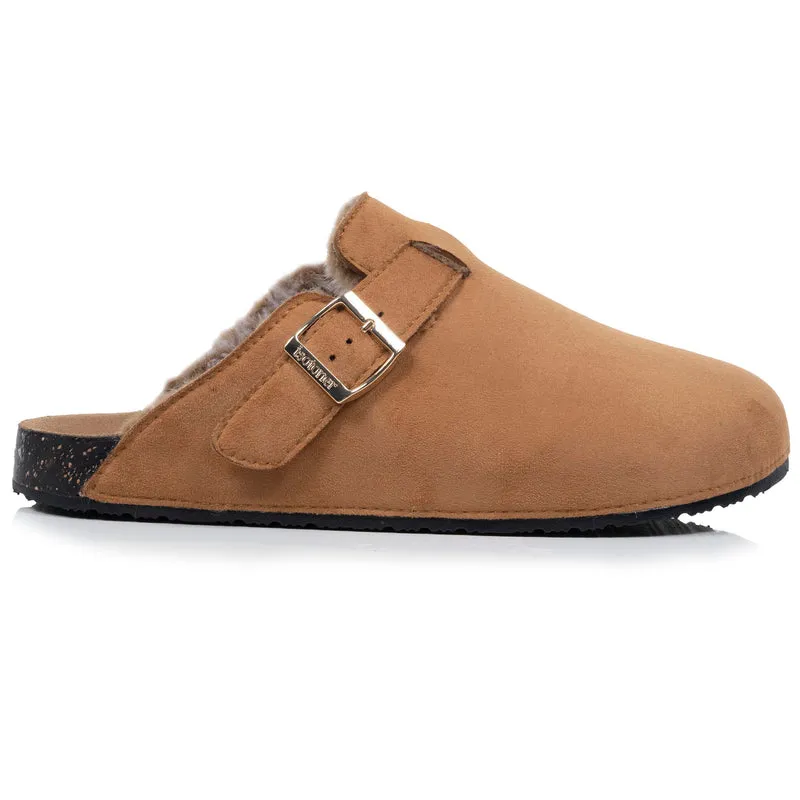 Mules Sabots Femme fourrés Camel