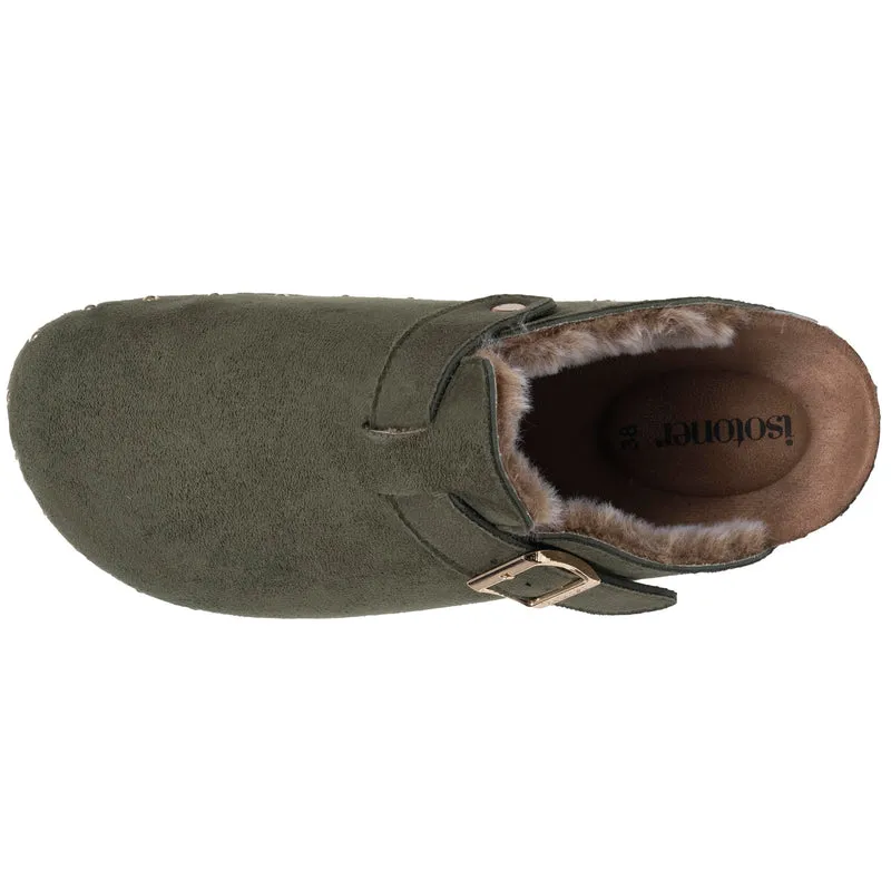 Sabots Femme fourrés Kaki clous