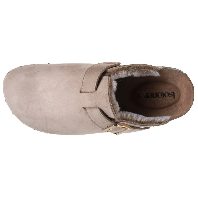 Sabots Femme fourrés Taupe clous