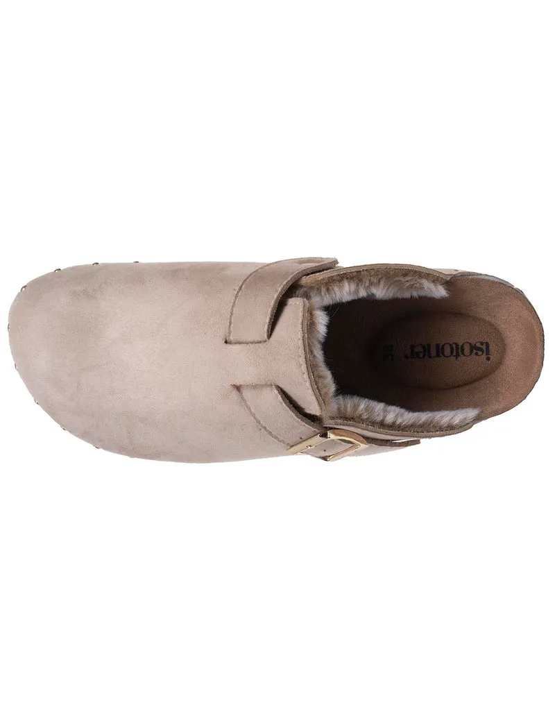 Sabots Femme fourrés Taupe clous