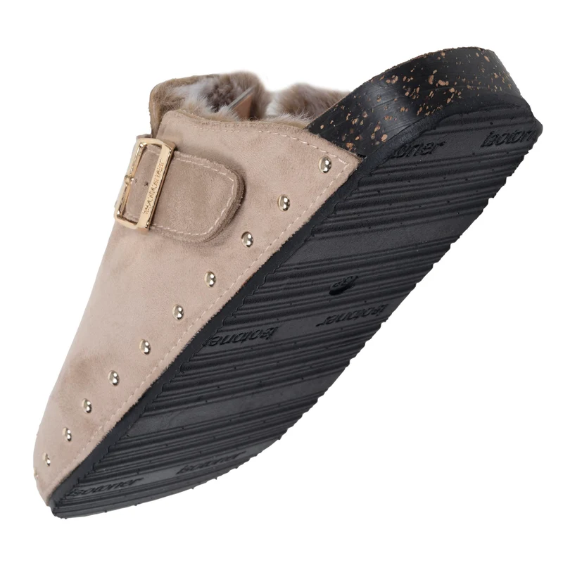 Sabots Femme fourrés Taupe clous