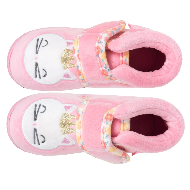 Chaussons Bottillons scratch Bébé Velours Rose