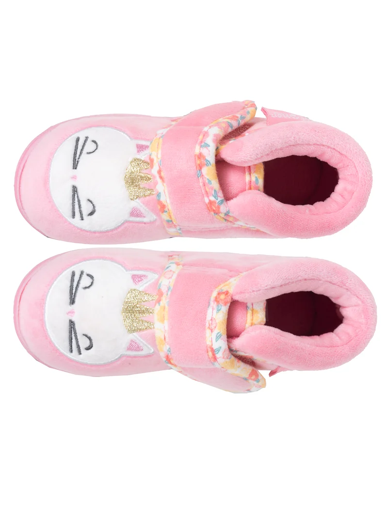 Chaussons Bottillons scratch Bébé Velours Rose