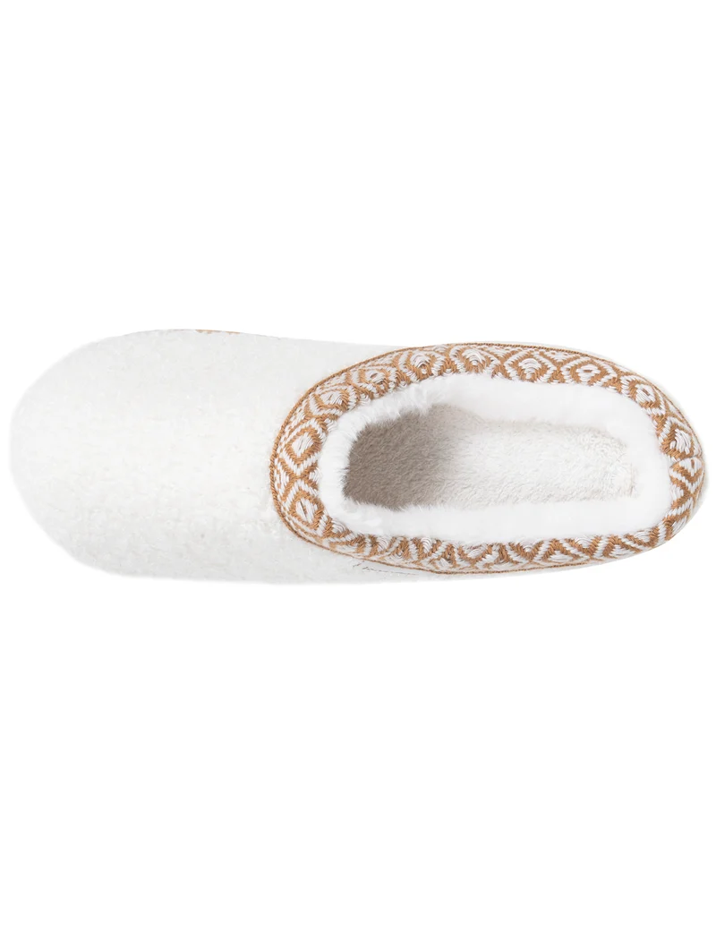 Chaussons Mules plateforme Femme Ivoire liseré