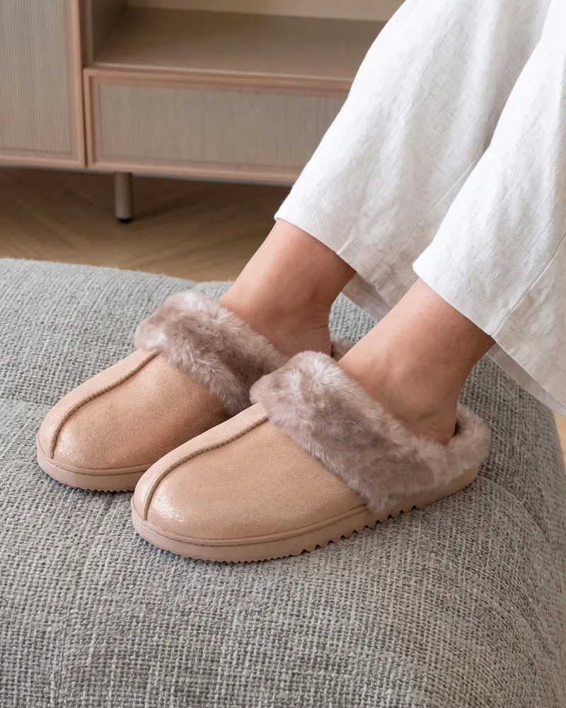 Chaussons Mules crantées Femme Camel
