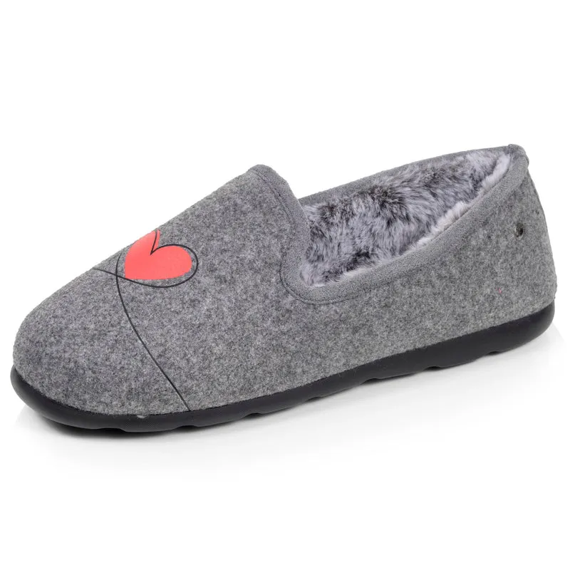 Chaussons Charentaises Femme Gris/Rouge