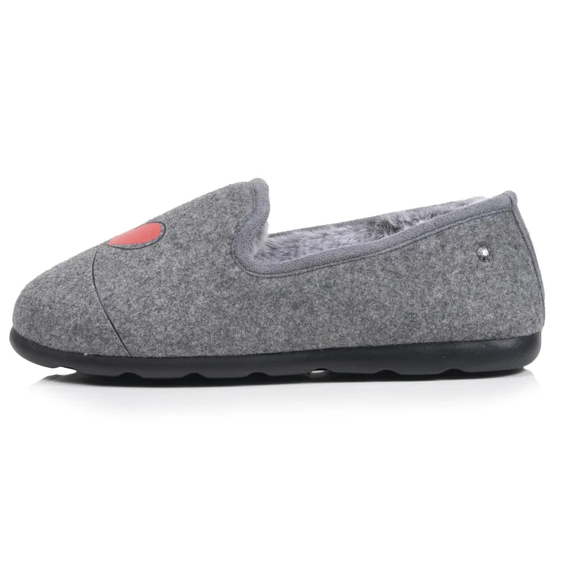 Chaussons Charentaises Femme Gris/Rouge