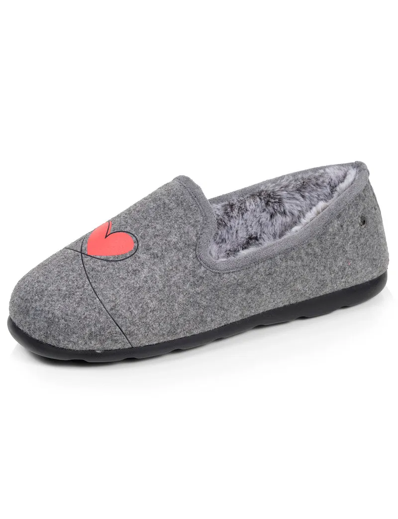 Chaussons Charentaises Femme Gris/Rouge