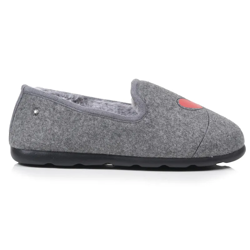 Chaussons Charentaises Femme Gris/Rouge