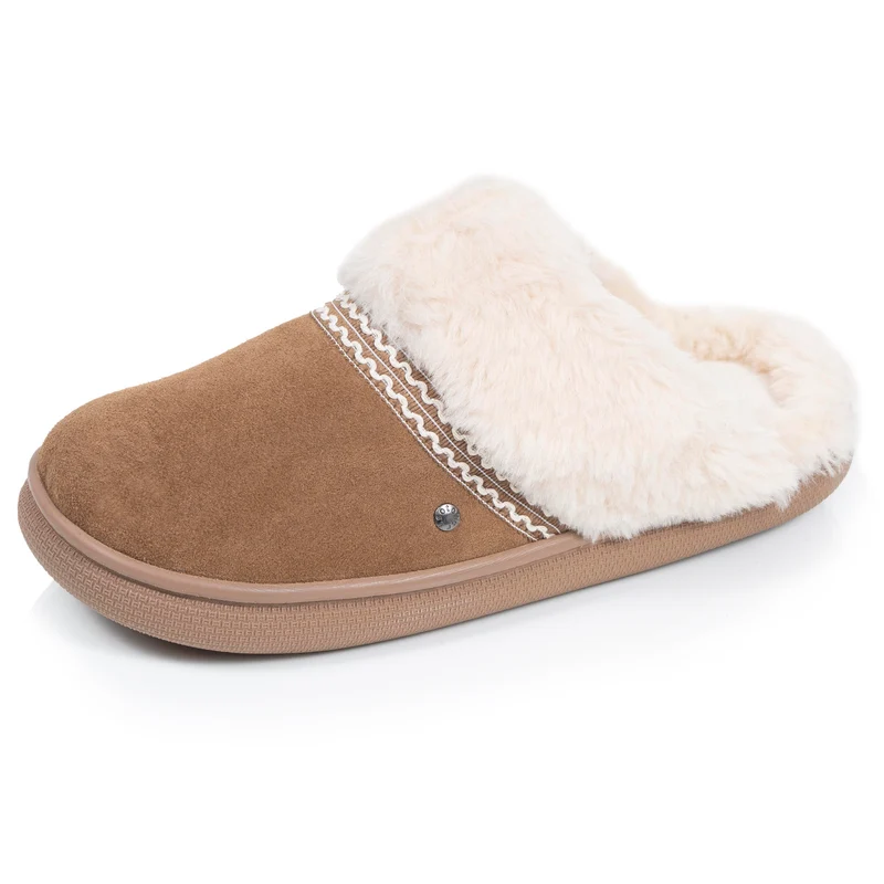 Chaussons Mules Femme BLOUP Camel liseré