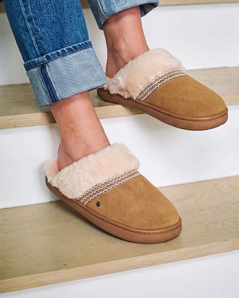 Chaussons Mules Femme BLOUP Camel liseré