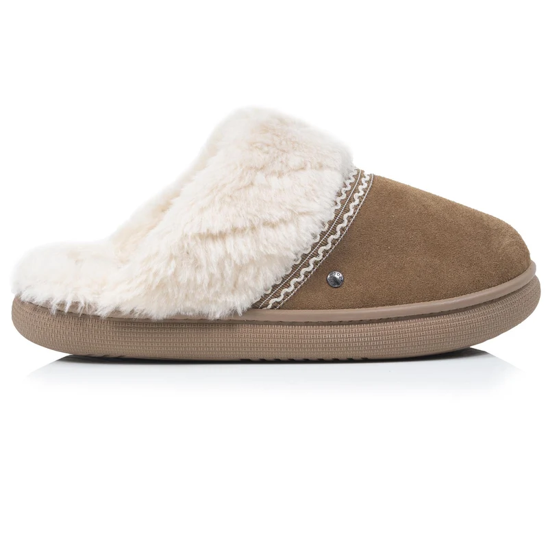 Chaussons Mules Femme BLOUP Camel liseré