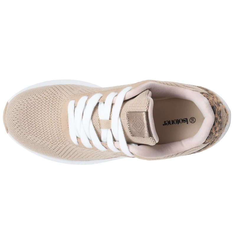 Baskets Femme Confort Beige/Léopard